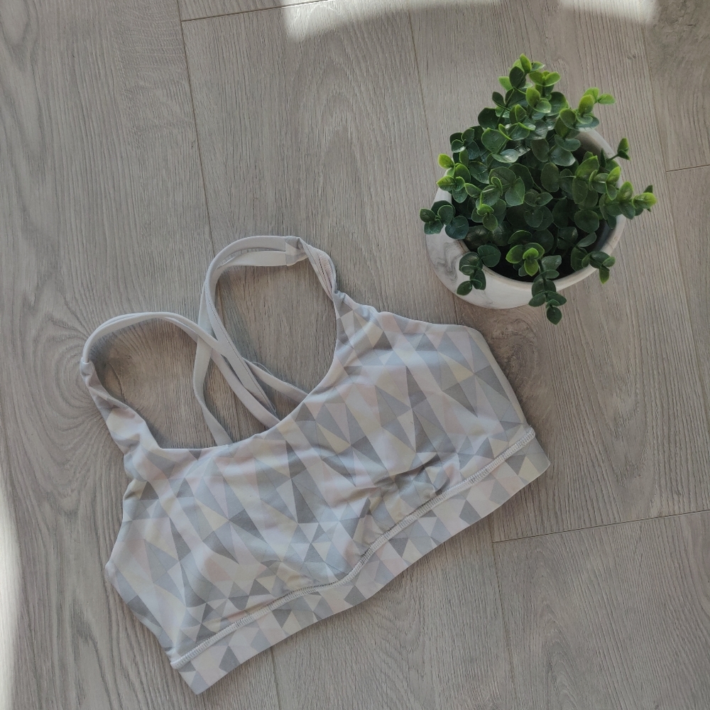 LULULEMON GEOMETRIC PASTEL PRINT SPORTS BRA